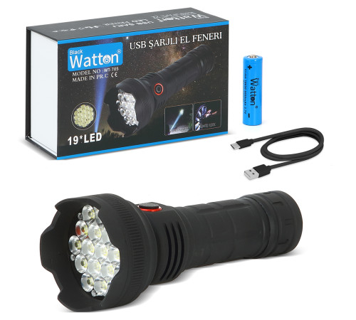 19 LED 5 MOD GENİŞ AÇI EL FENERİ WATTON WT-705