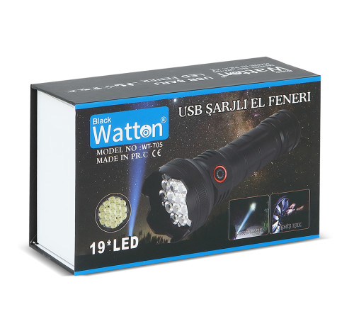 19 LED 5 MOD GENİŞ AÇI EL FENERİ WATTON WT-705