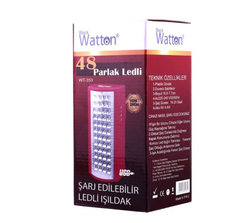 Şarj Edilebilir Ledli Işıldak Watton Wt-353